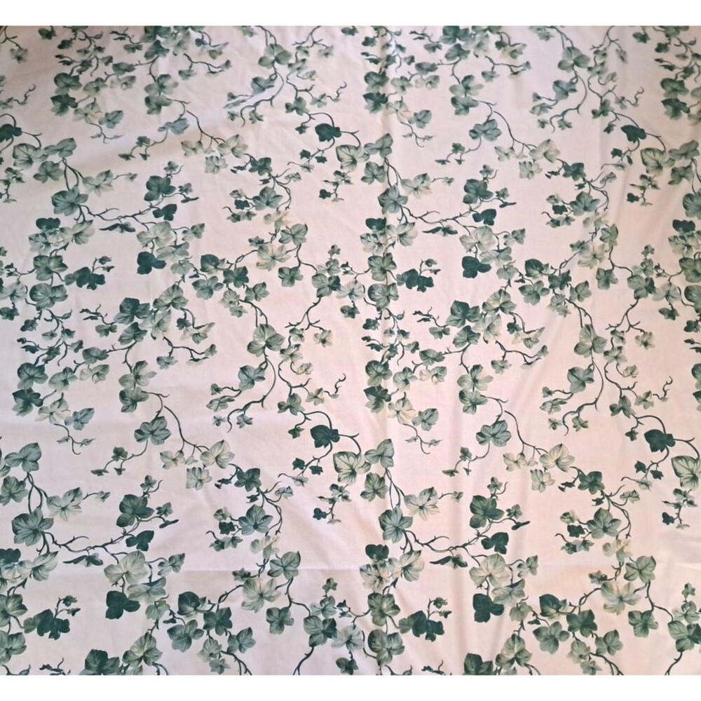 Vintage Ivy Twin Flat Sheet Springs Green White Country Cottage Farmhouse